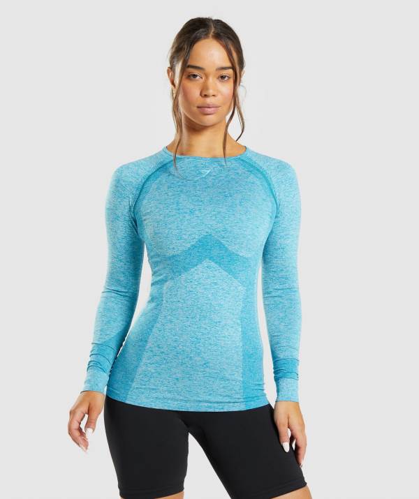 Damske Mikiny Gymshark Flex Long Sleeve Top Modre | MD6218740
